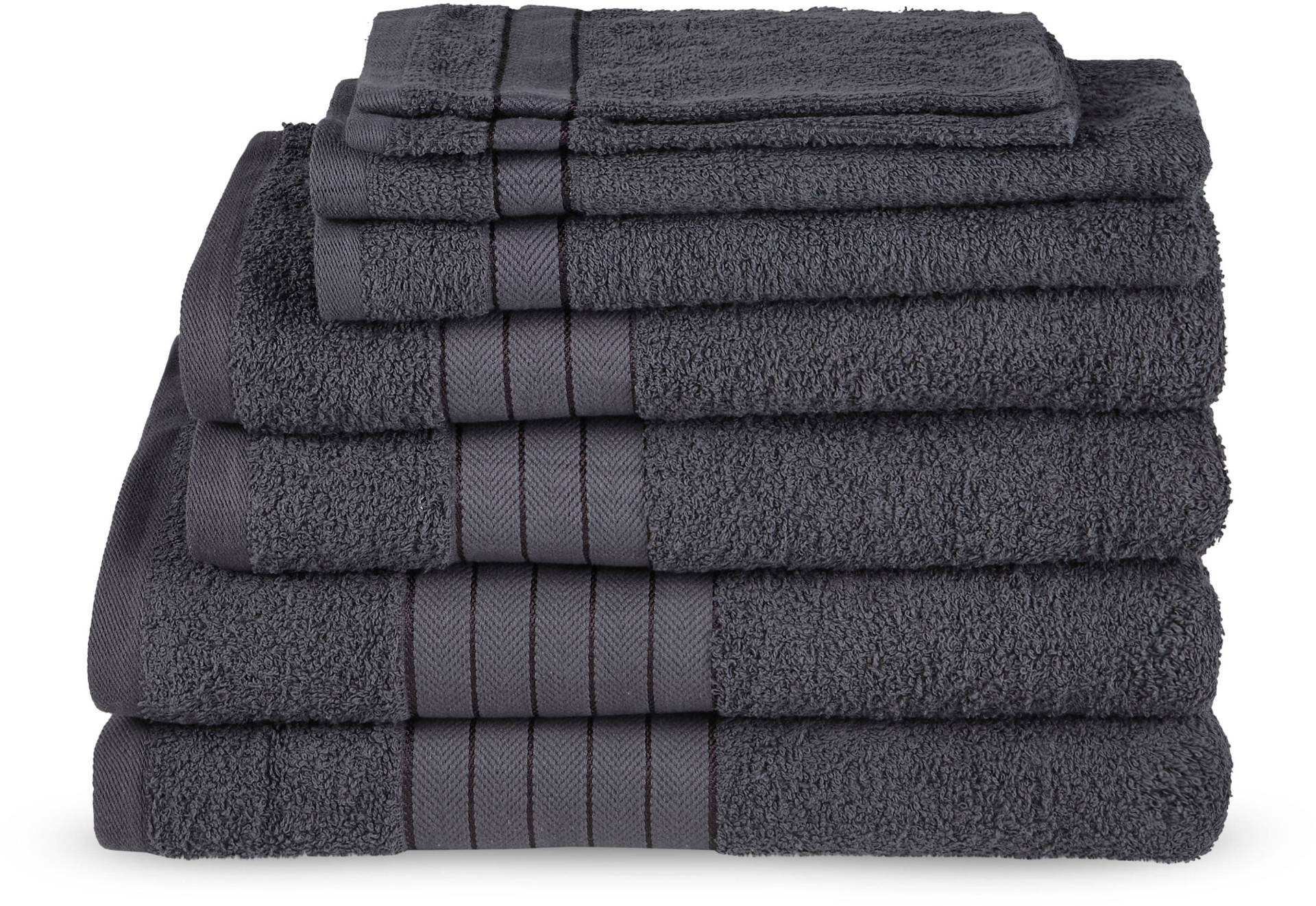 Emotion Handtuch Set »Uni«, (8 St., 2 Badetücher-2 Gästetücher-2 Handtücher-2 Waschlappen), Baumwolle, Walkfrottee, Bordüre, 500 GSM, Einfarbig, ohne Aufhängung von Emotion