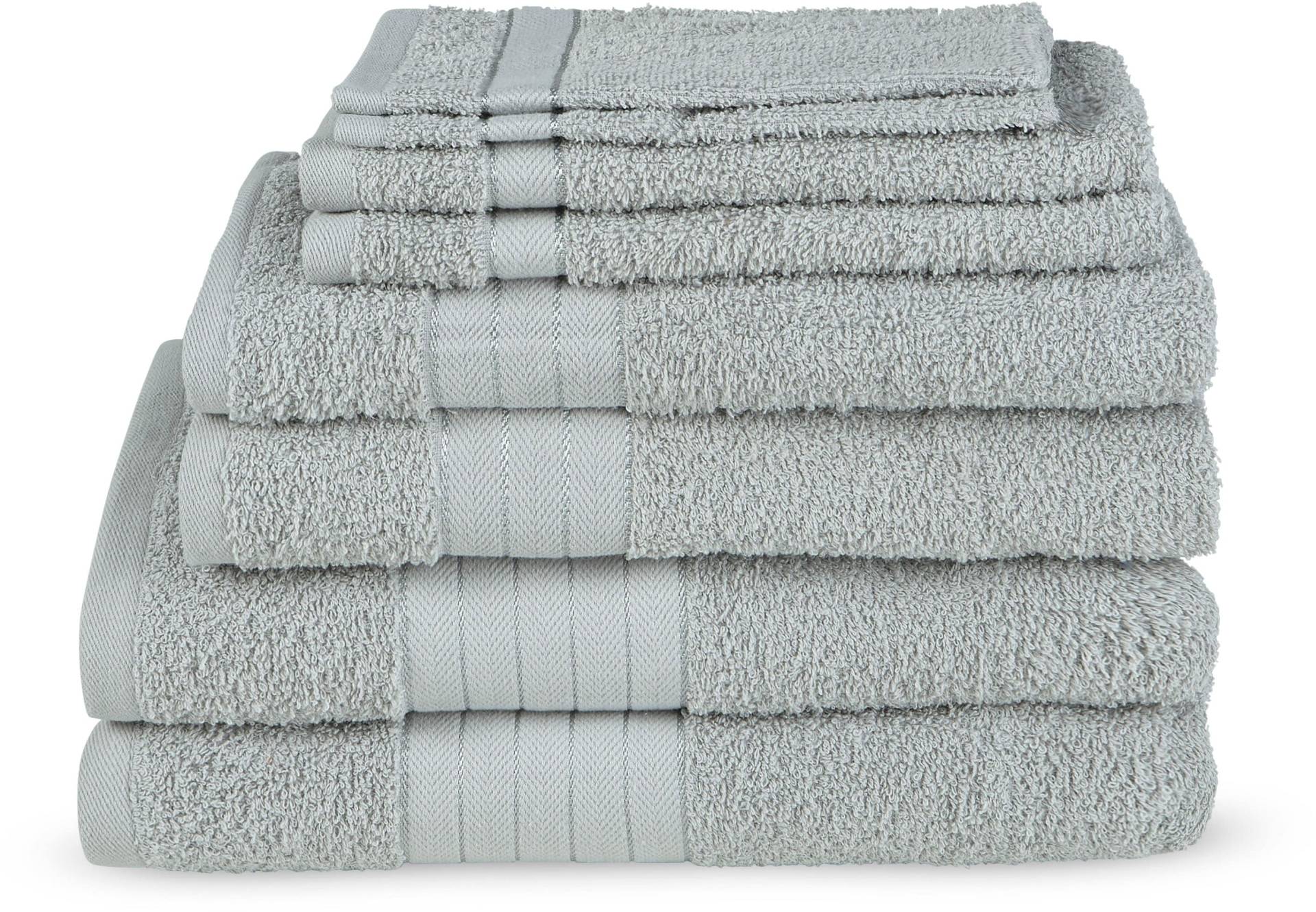 Emotion Handtuch Set »Uni«, (8 St., 2 Badetücher-2 Gästetücher-2 Handtücher-2 Waschlappen), Baumwolle, Walkfrottee, Bordüre, 500 GSM, Einfarbig, ohne Aufhängung von Emotion