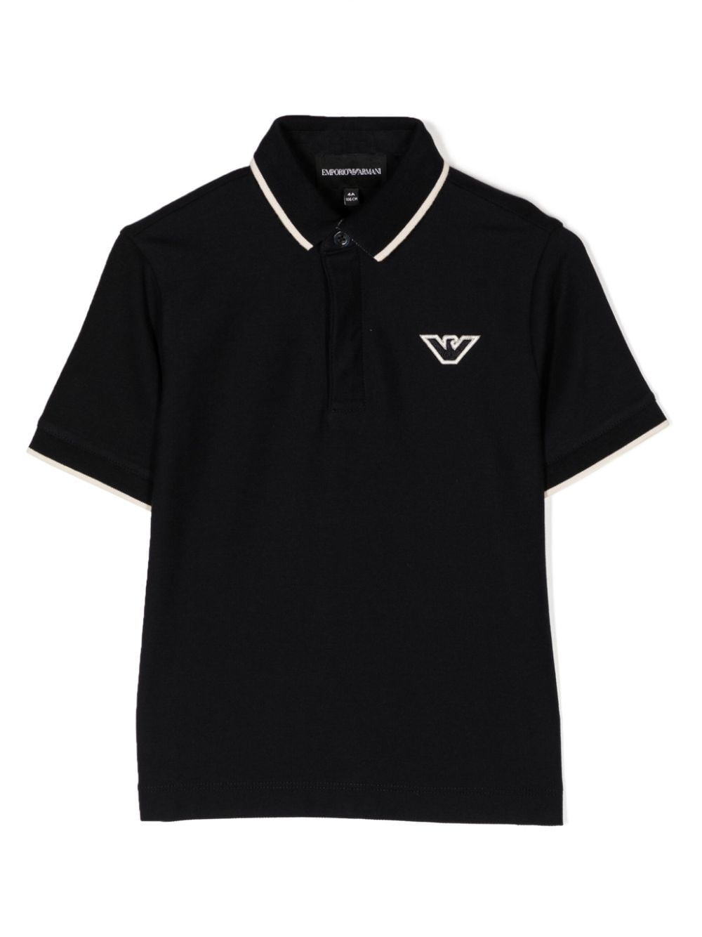 Emporio Armani Kids Eagle logo-embroidered cotton polo shirt - Black von Emporio Armani Kids