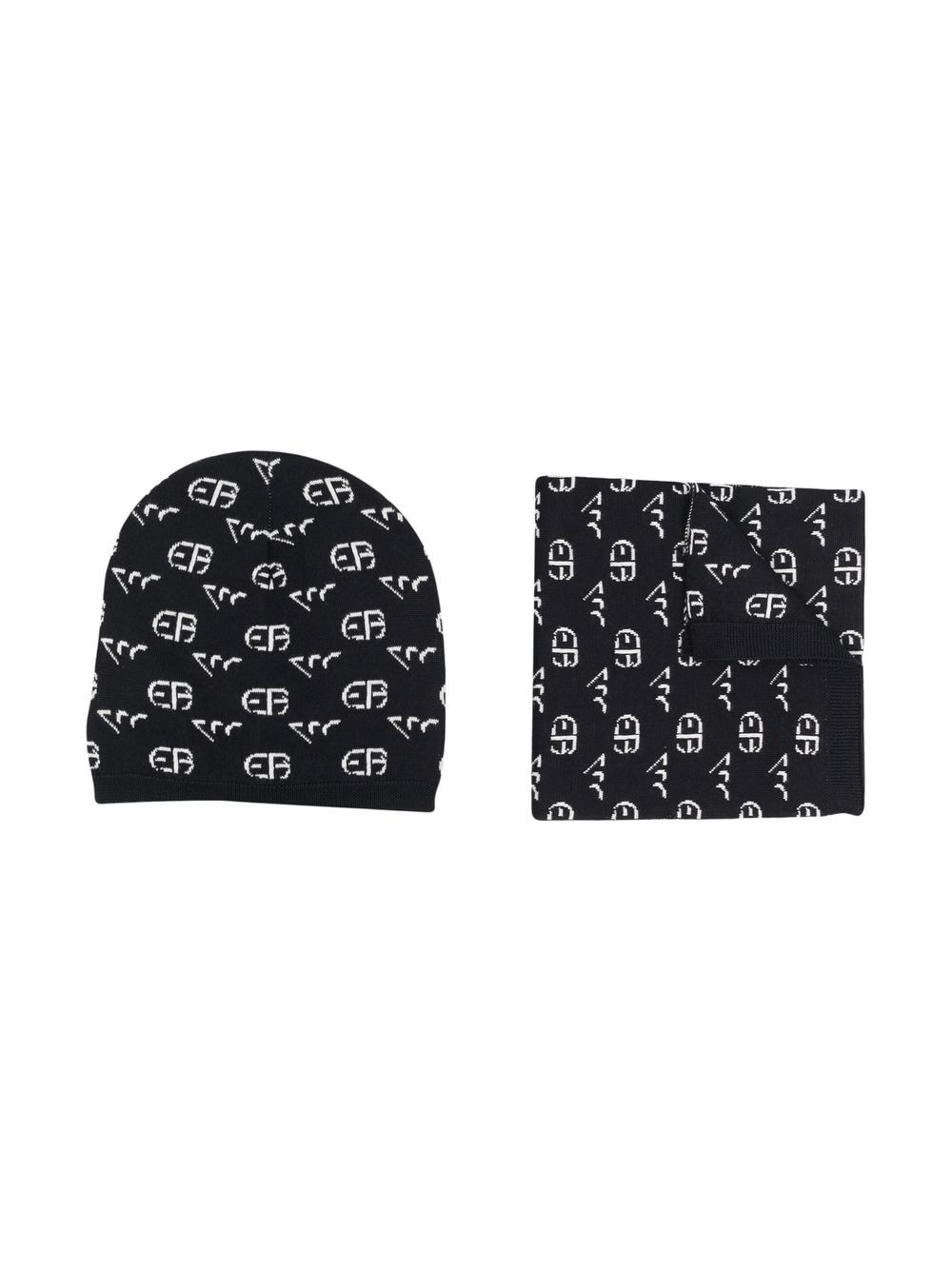 Emporio Armani Kids all-over logo-print beanie set - Blue von Emporio Armani Kids