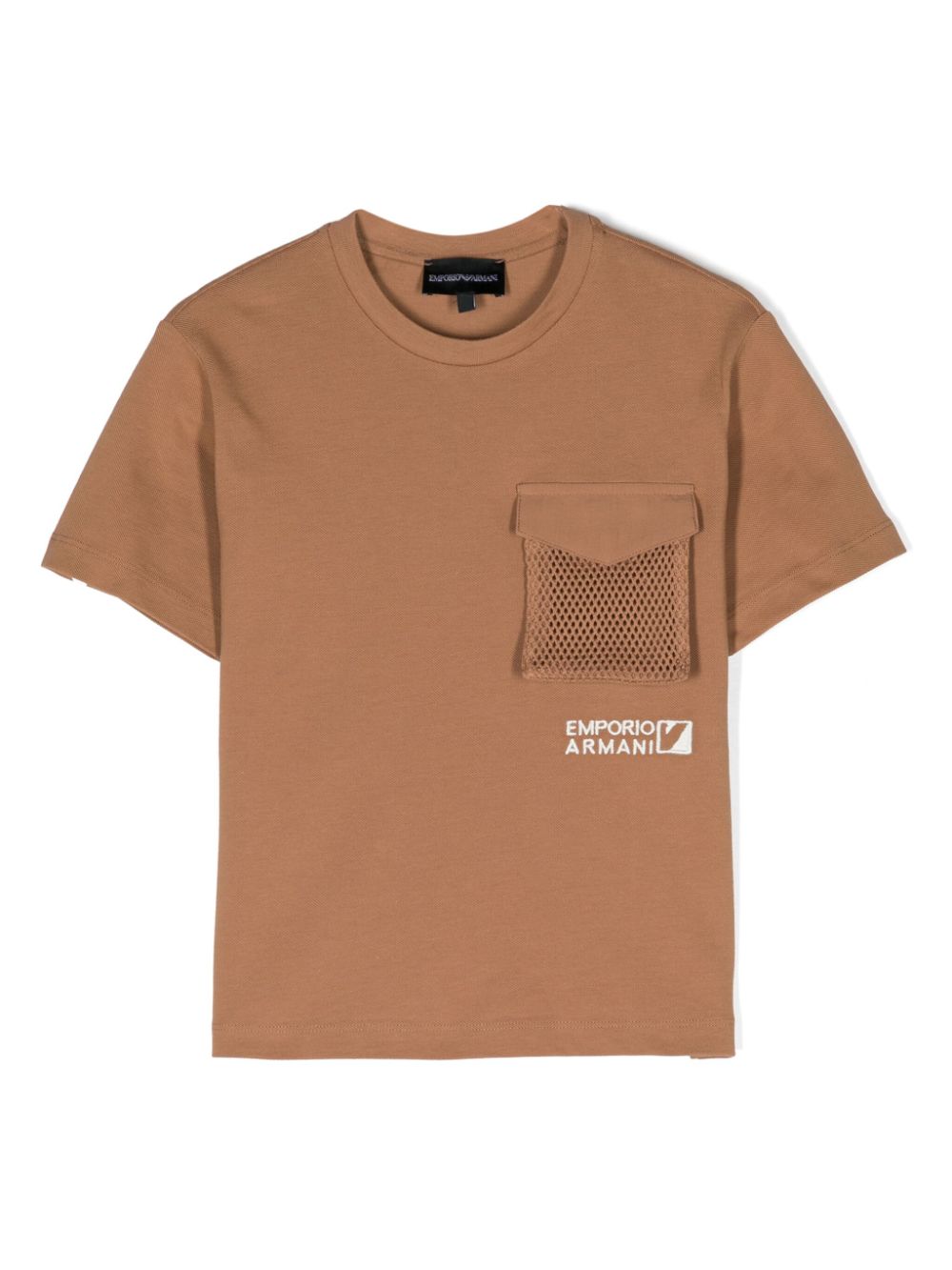 Emporio Armani Kids cargo-pocket piqué cotton T-shirt - Brown von Emporio Armani Kids