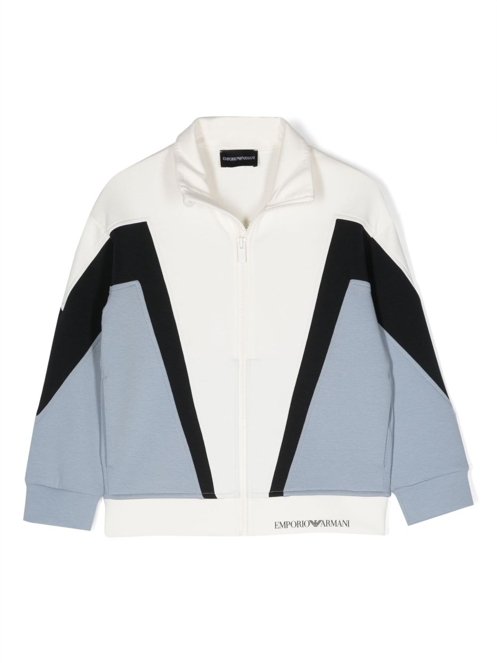 Emporio Armani Kids colour-block panel logo-print jacket - White von Emporio Armani Kids