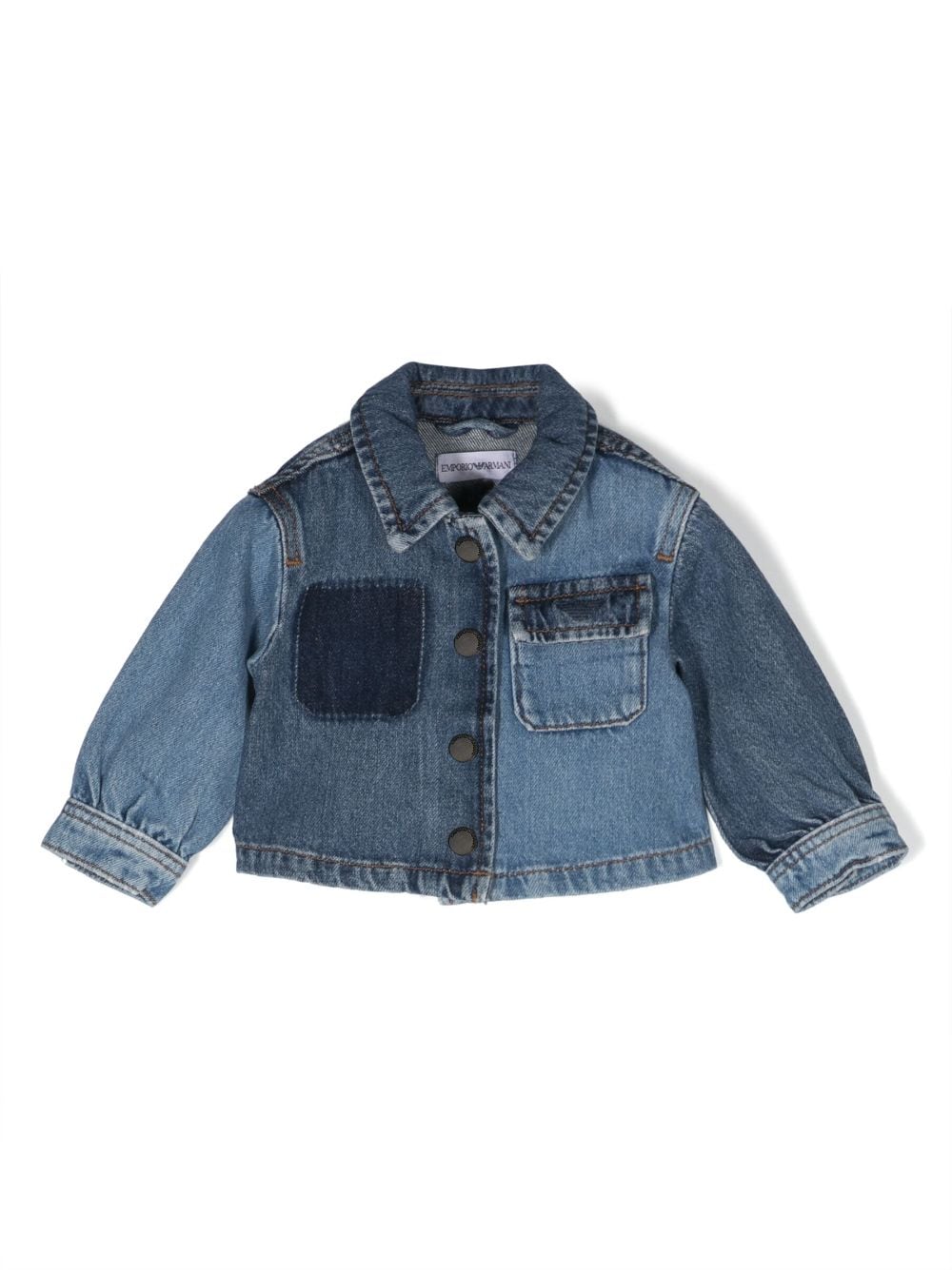 Emporio Armani Kids denim-patchwork cotton jacket - Blue von Emporio Armani Kids