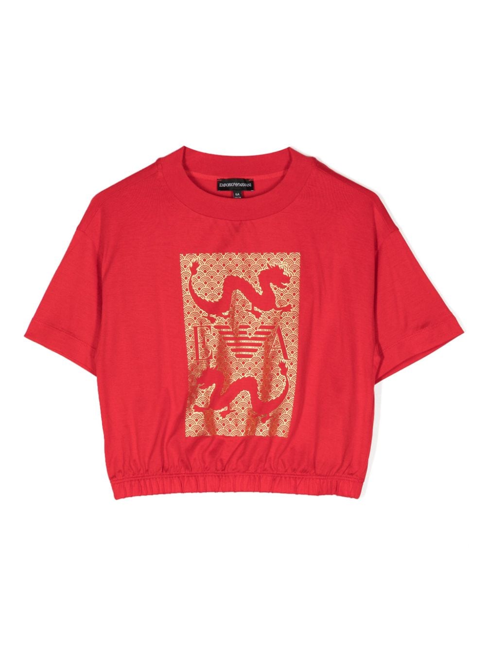 Emporio Armani Kids dragon logo-print T-shirt - Red von Emporio Armani Kids