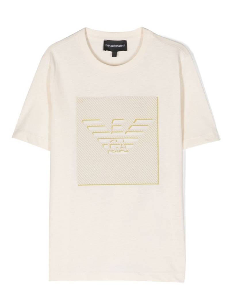 Emporio Armani Kids eagle head-motif cotton T-shirt - Neutrals von Emporio Armani Kids