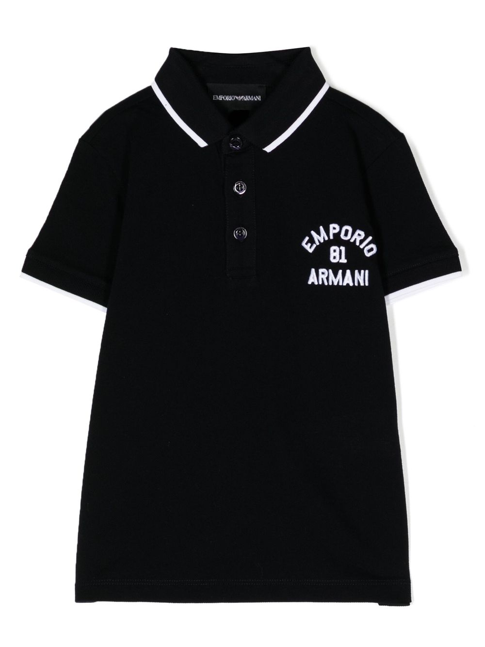 Emporio Armani Kids embroidered-logo polo shirt - Black von Emporio Armani Kids