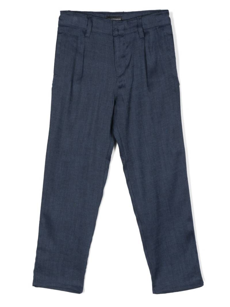 Emporio Armani Kids linen-blend straight-leg trousers - Blue von Emporio Armani Kids
