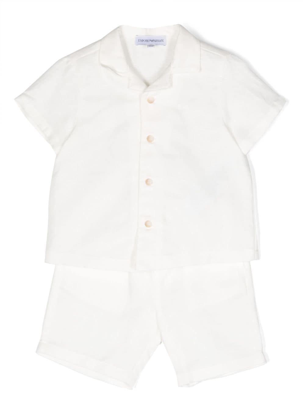 Emporio Armani Kids linen flax-cotton-blend shorts - White von Emporio Armani Kids