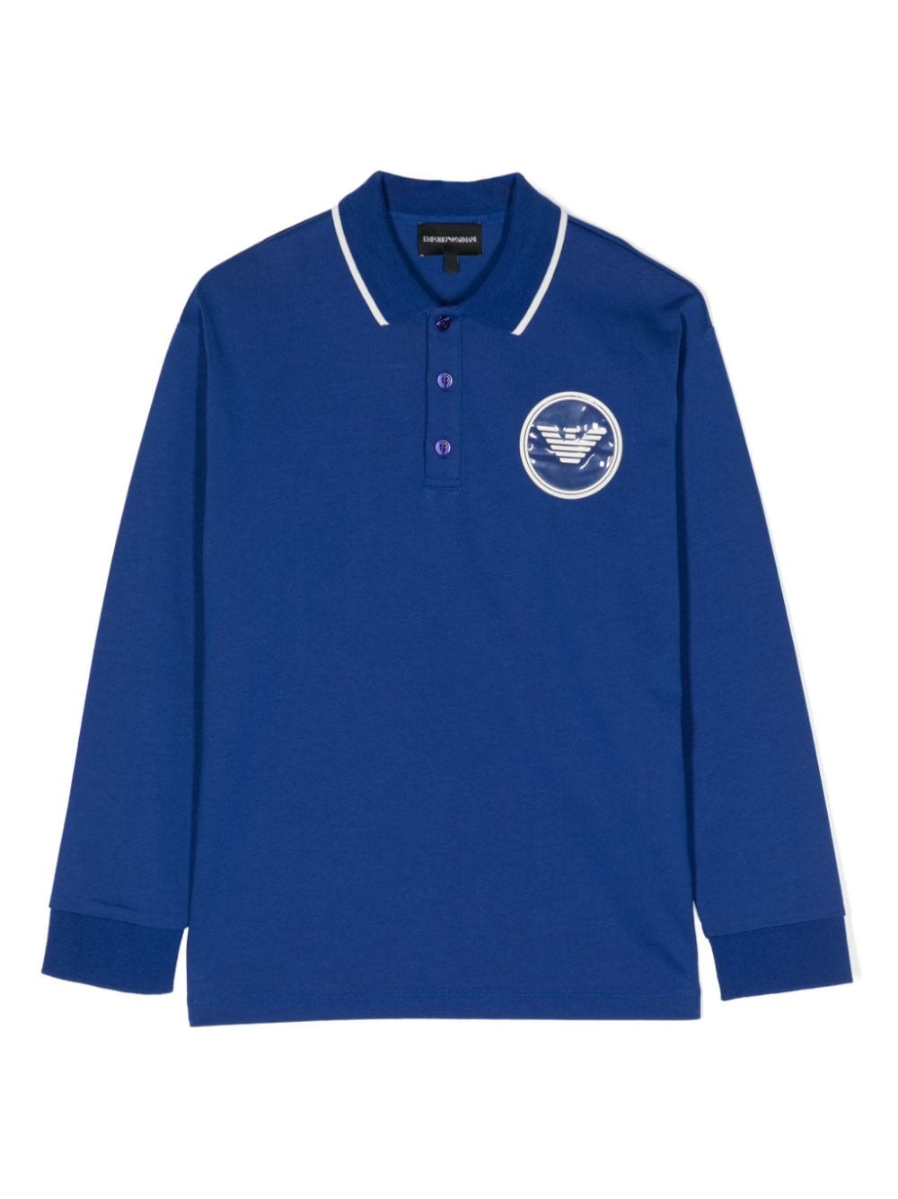 Emporio Armani Kids logo-appliqué long-sleeve polo shirt - Blue von Emporio Armani Kids