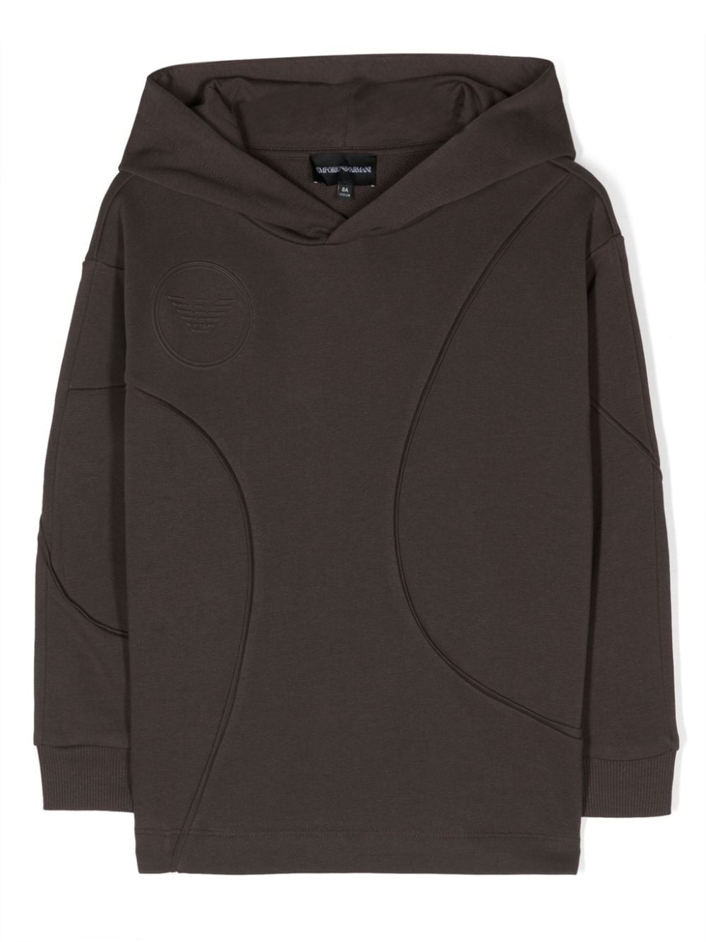 Emporio Armani Kids logo-debossed jersey hoodie - Brown von Emporio Armani Kids