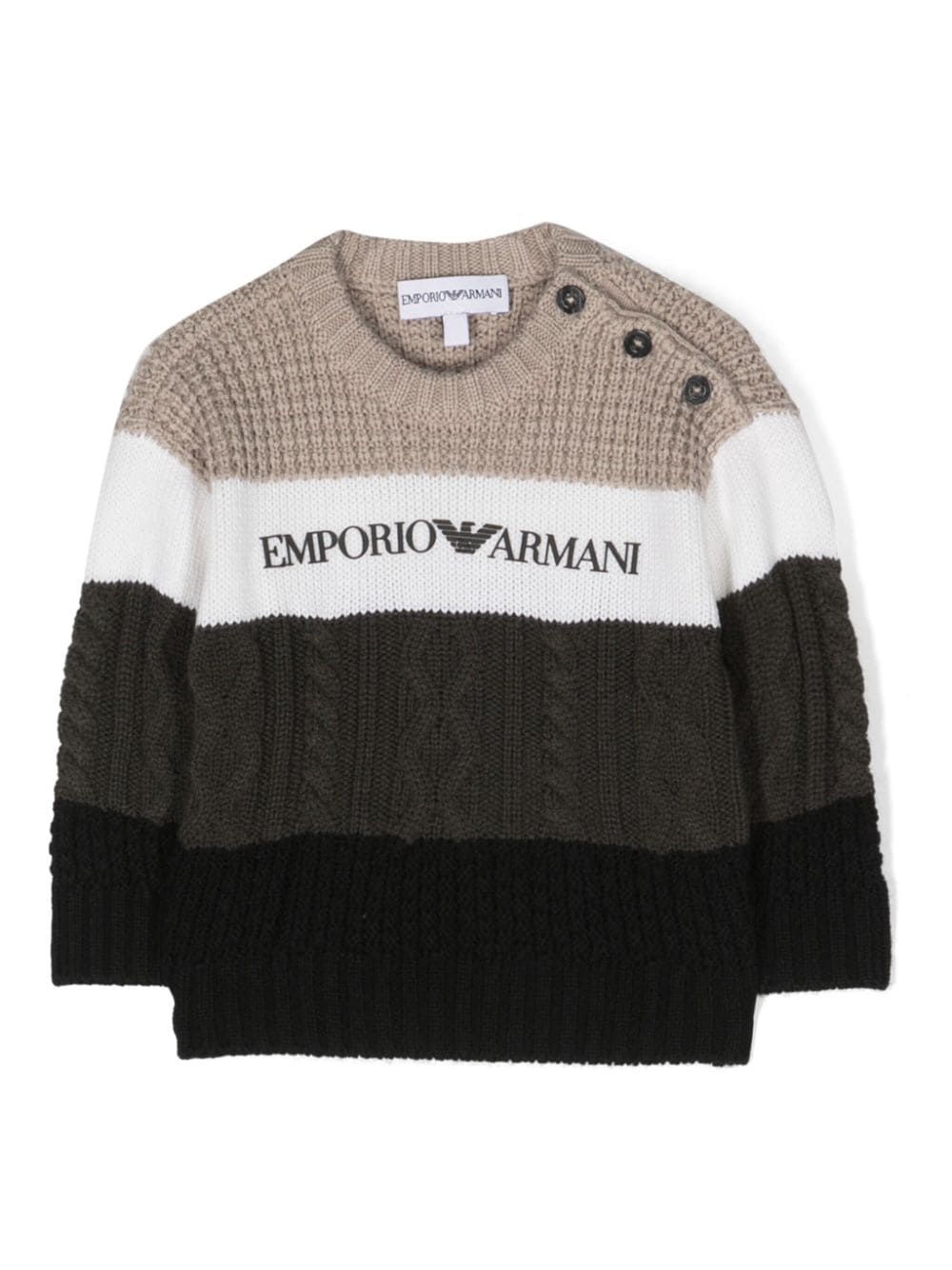 Emporio Armani Kids logo-embossed knitted jumper - Neutrals von Emporio Armani Kids