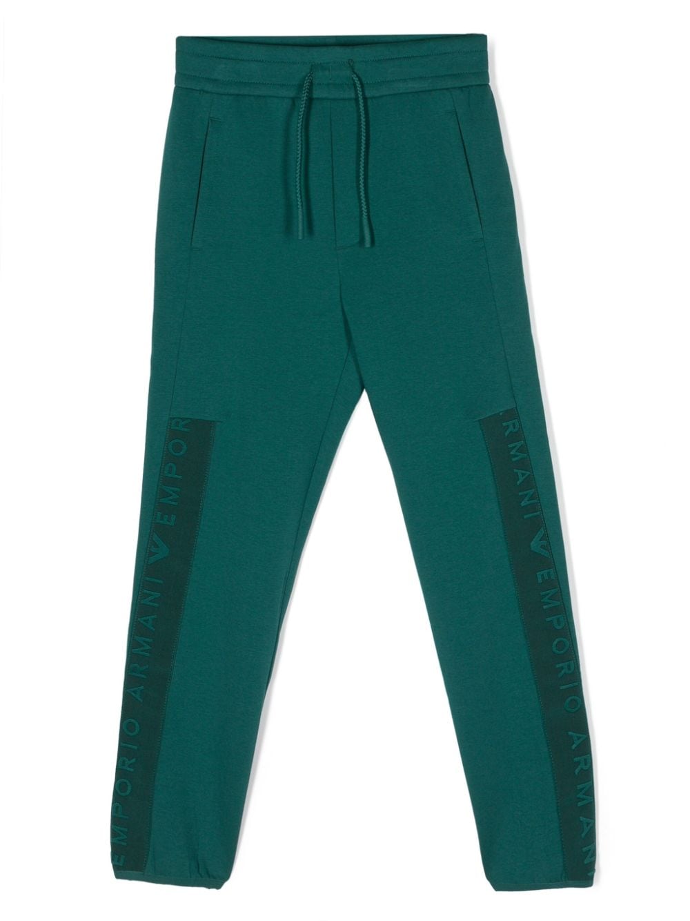 Emporio Armani Kids logo-embossed tapered track pants - Green von Emporio Armani Kids