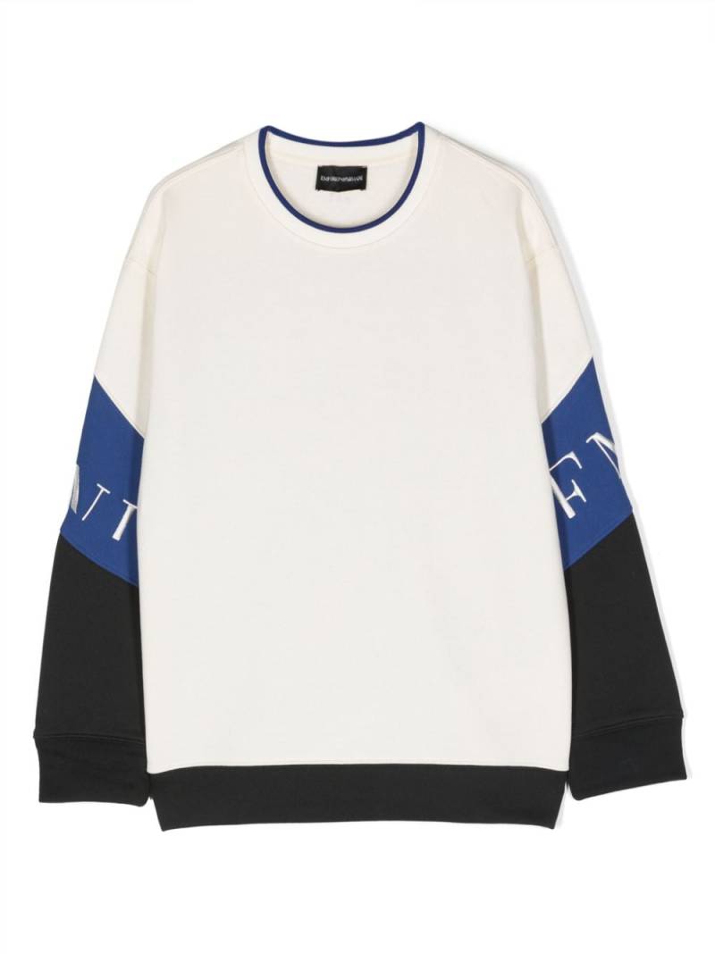 Emporio Armani Kids logo-embroidered colour-block sweatshirt - White von Emporio Armani Kids