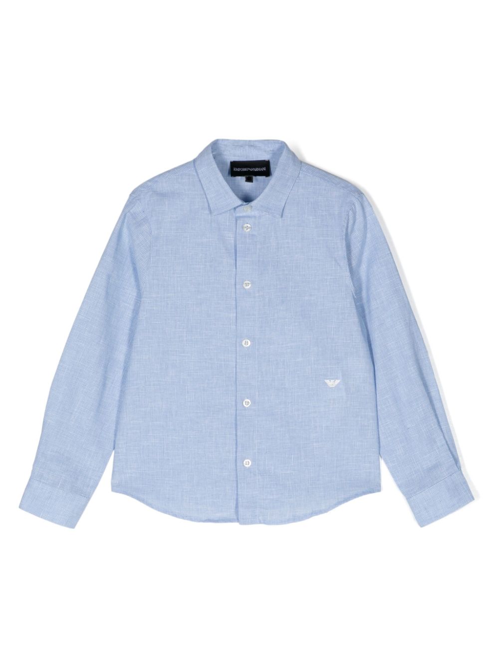 Emporio Armani Kids logo-embroidered cotton-blend shirt - Blue von Emporio Armani Kids