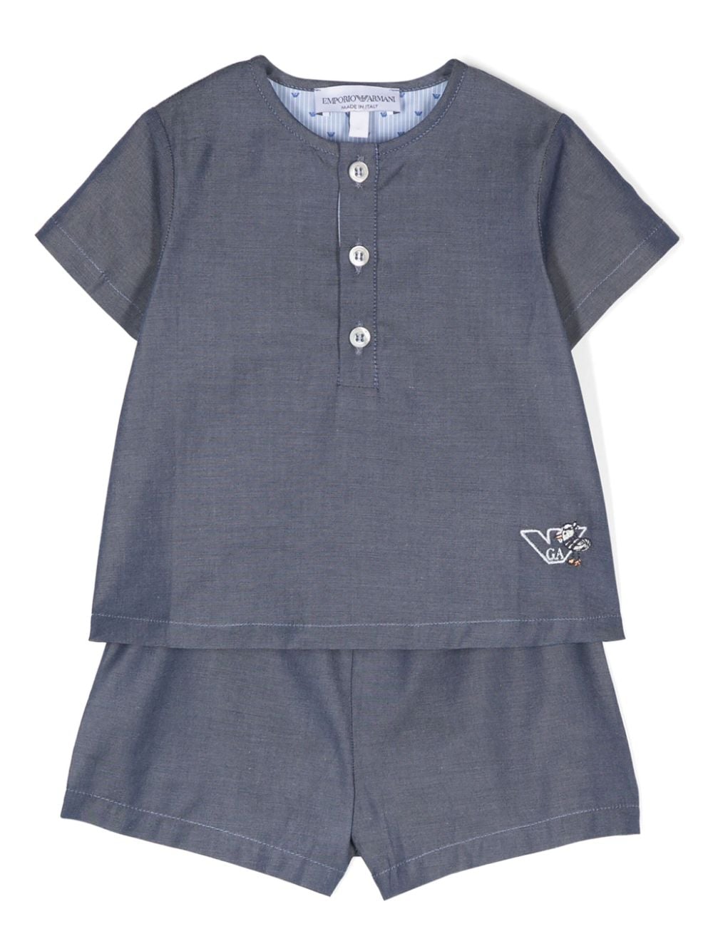 Emporio Armani Kids logo-embroidered cotton shorts set - Blue von Emporio Armani Kids