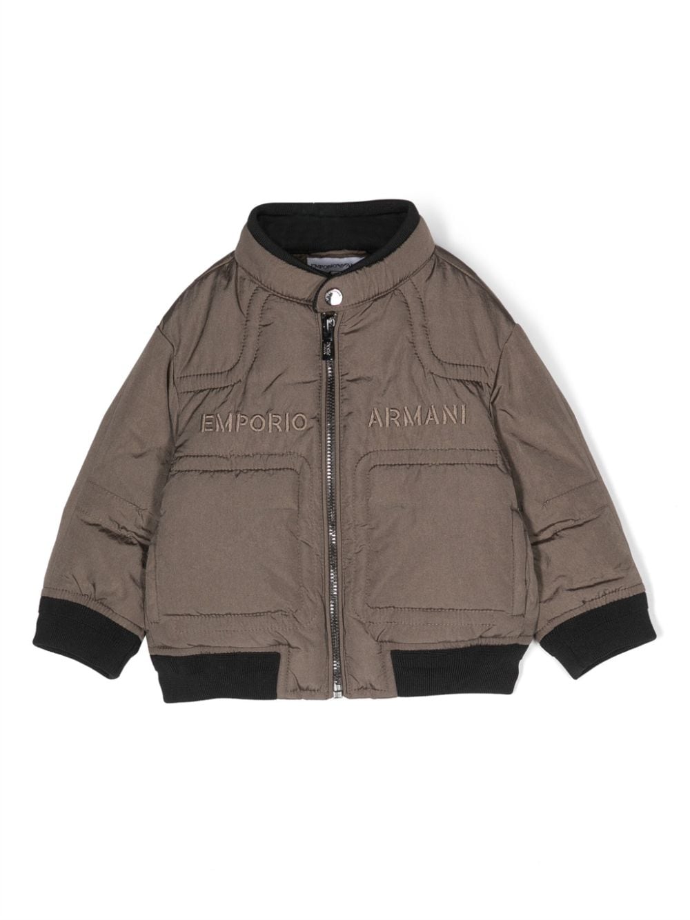 Emporio Armani Kids logo-embroidered padded jacket - Brown von Emporio Armani Kids