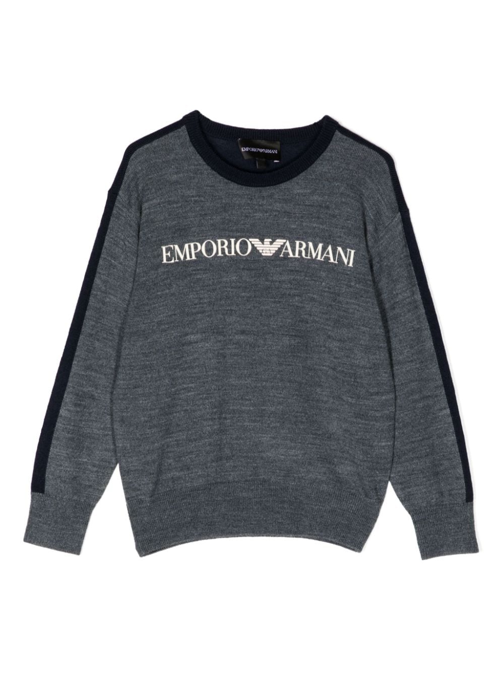 Emporio Armani Kids logo-embroidered round-neck jumper - Blue von Emporio Armani Kids