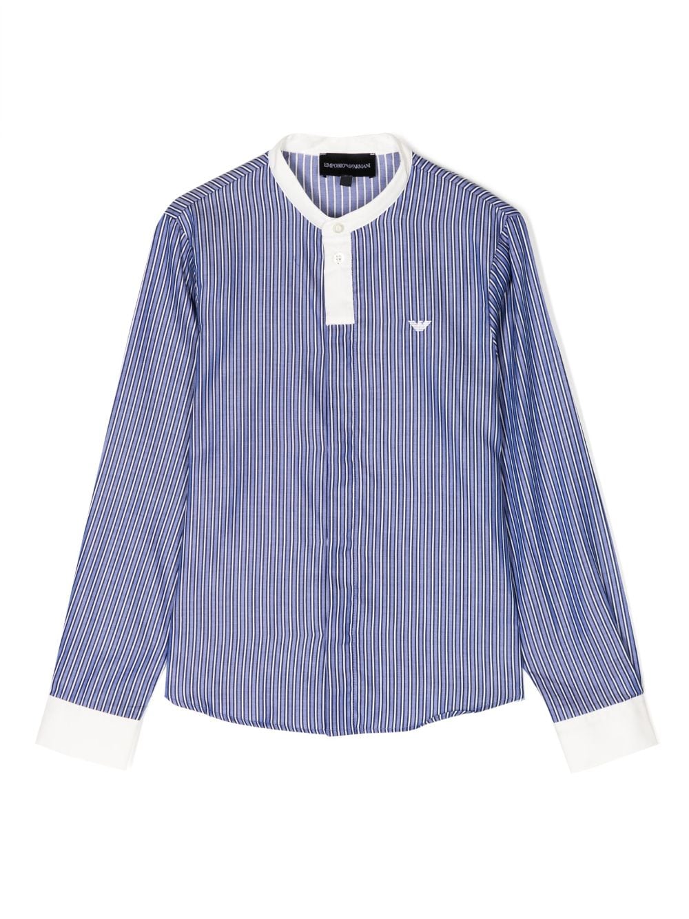 Emporio Armani Kids logo-embroidered striped cotton top - Blue von Emporio Armani Kids