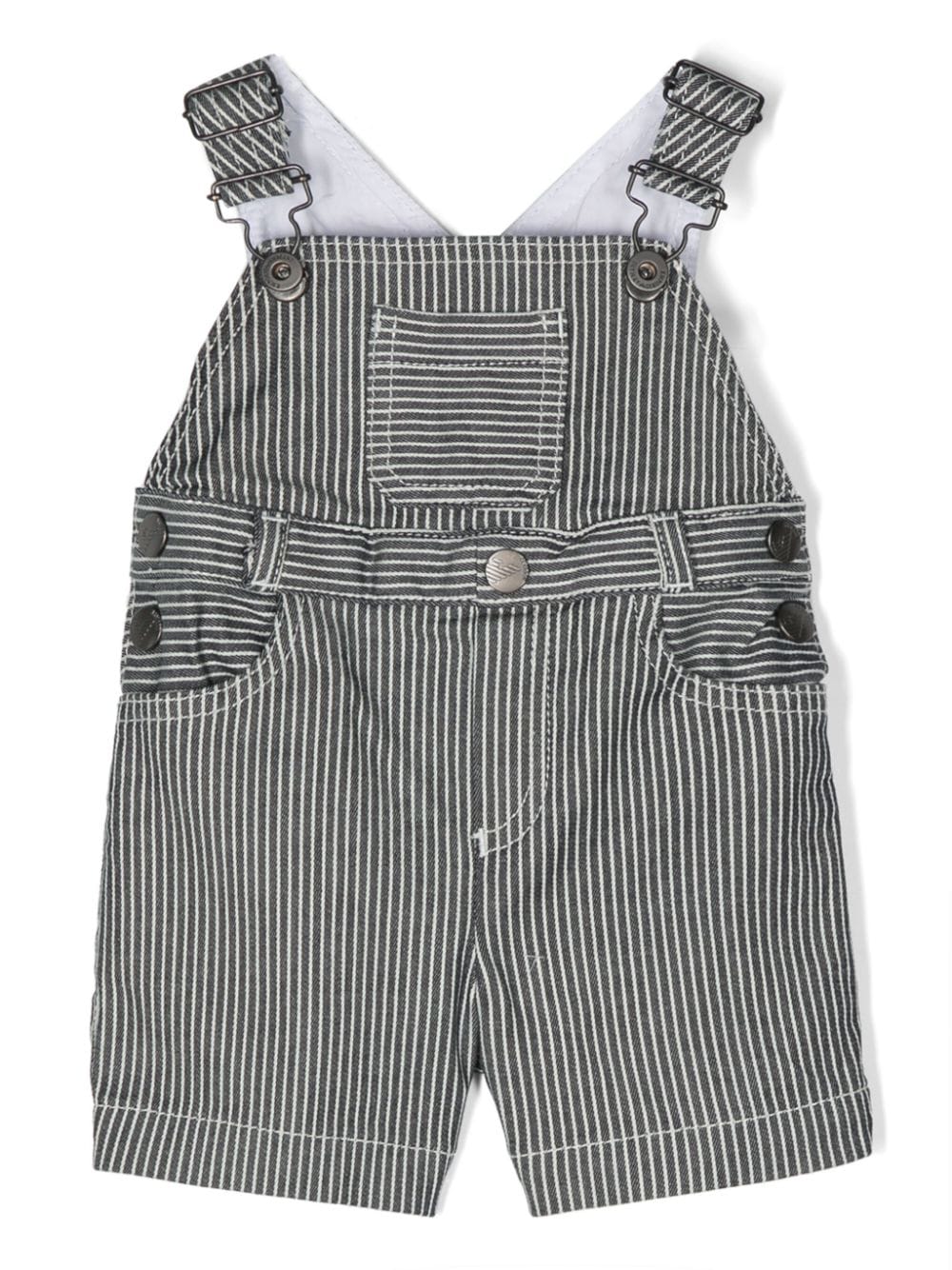 Emporio Armani Kids logo-embroidered striped dungarees - White von Emporio Armani Kids