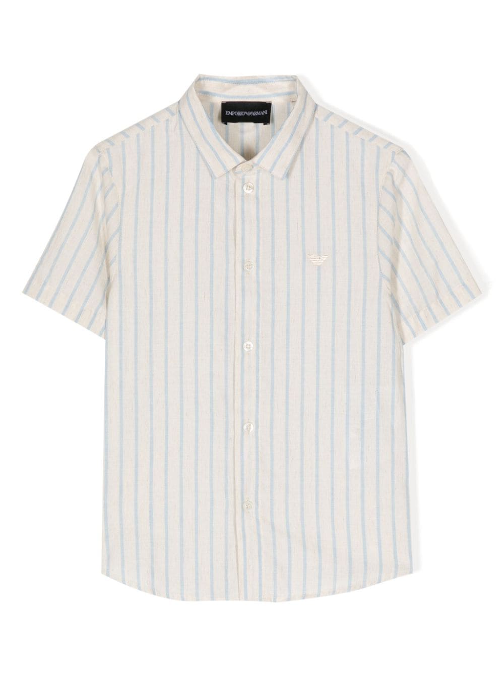 Emporio Armani Kids logo-embroidered striped shirt - Neutrals von Emporio Armani Kids