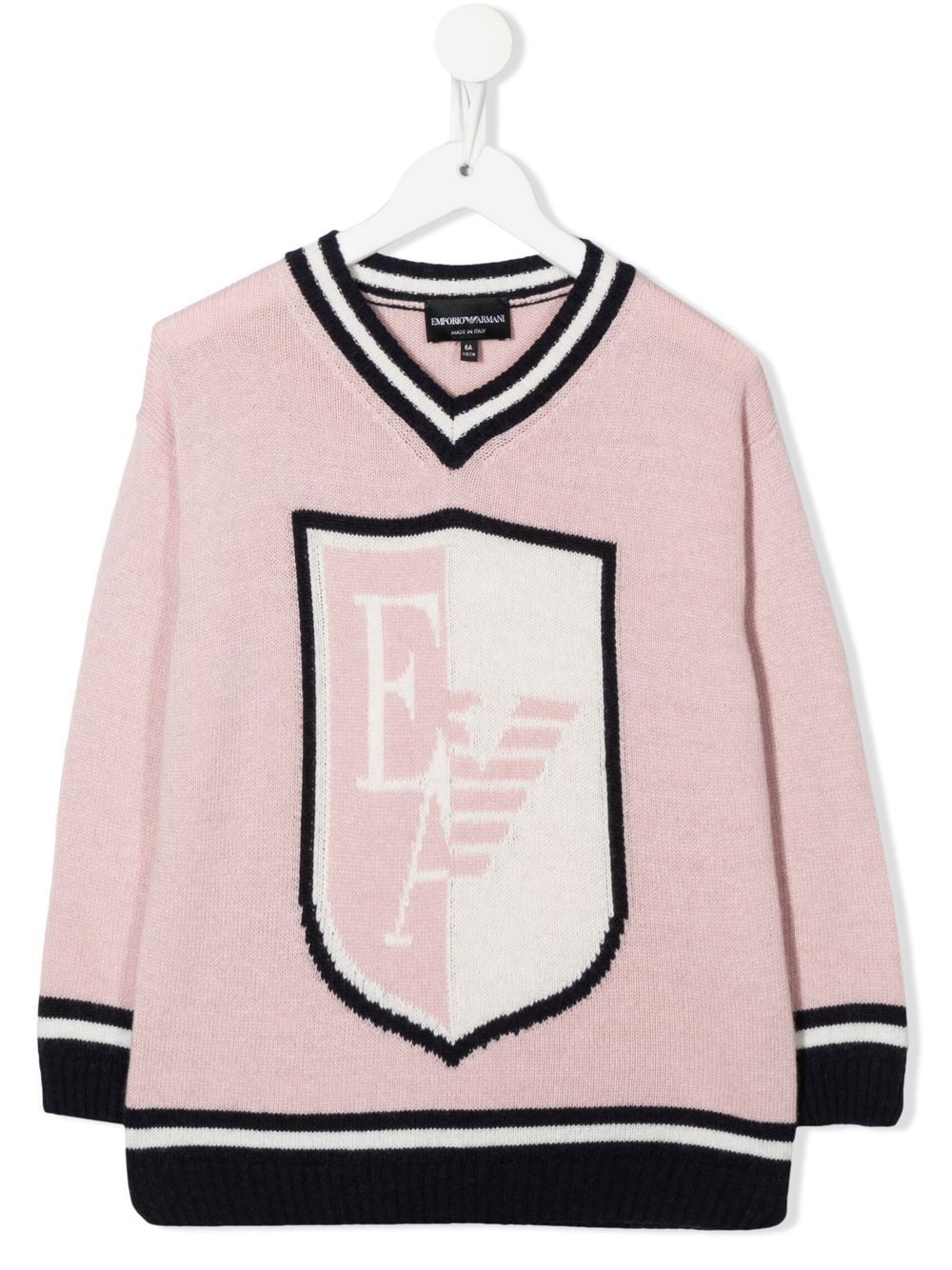 Emporio Armani Kids logo-intarsia varsity jumper - Pink von Emporio Armani Kids