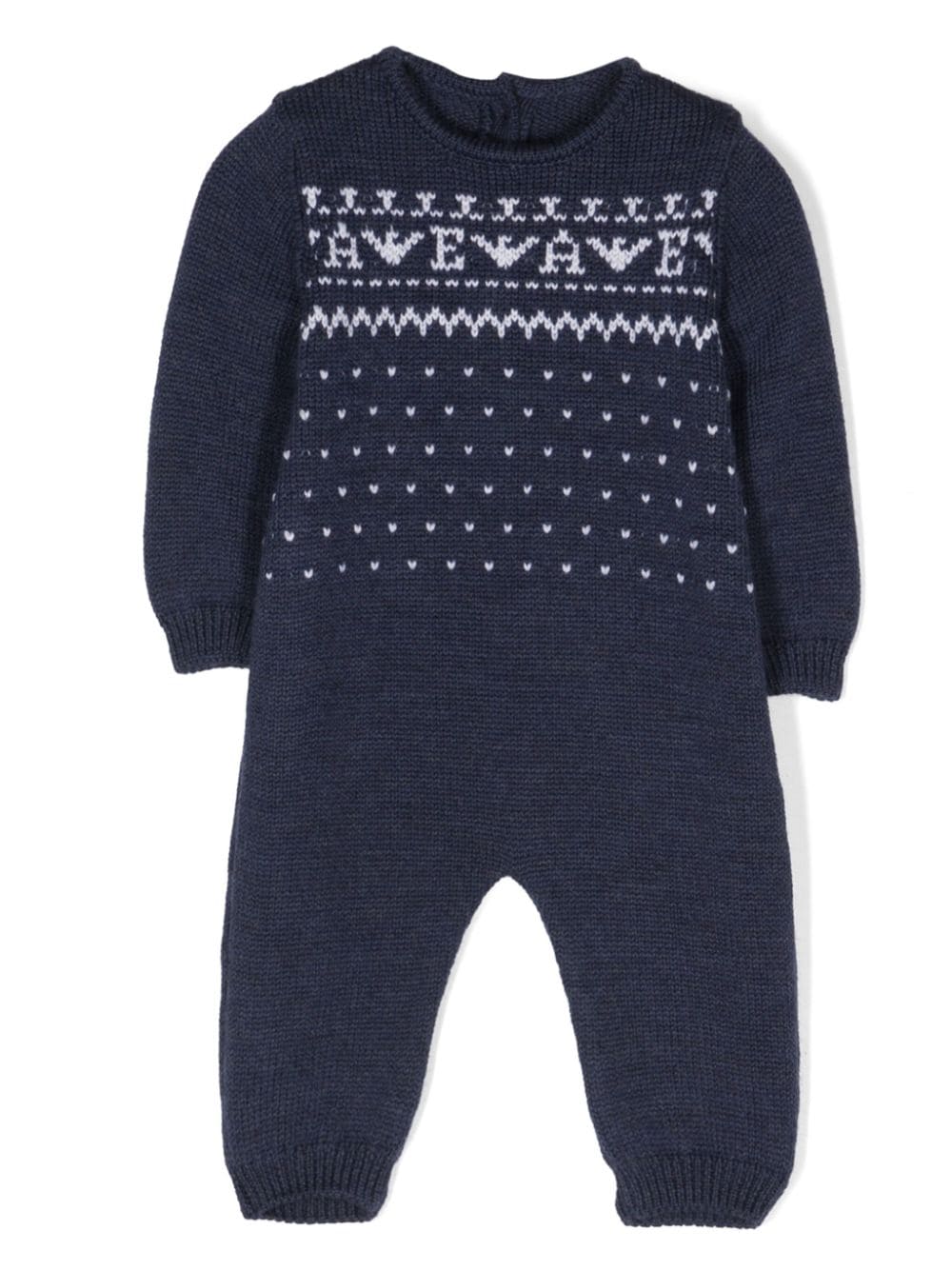 Emporio Armani Kids logo-intarsia virgin wool rompers - Blue von Emporio Armani Kids