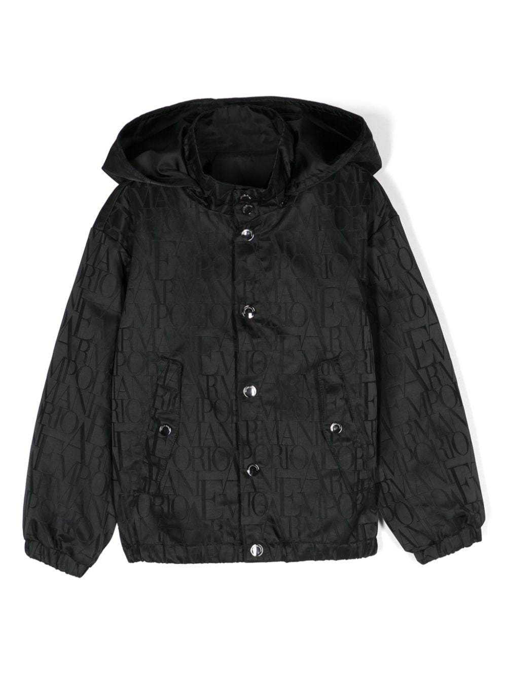 Emporio Armani Kids logo-jacquard hooded jacket - Black von Emporio Armani Kids