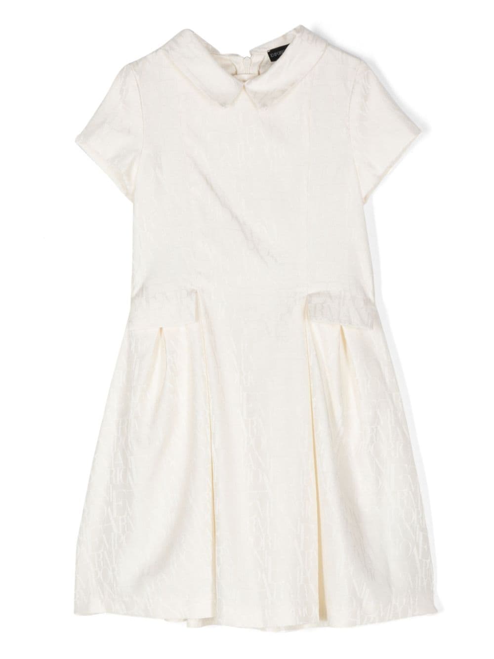 Emporio Armani Kids logo-jacquard inverted-pleat dress - Neutrals von Emporio Armani Kids