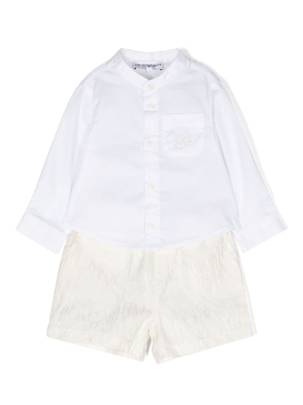 Emporio Armani Kids logo-jacquard shorts set - White von Emporio Armani Kids