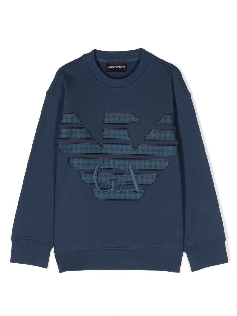 Emporio Armani Kids logo-patch cotton sweatshirt - Blue von Emporio Armani Kids