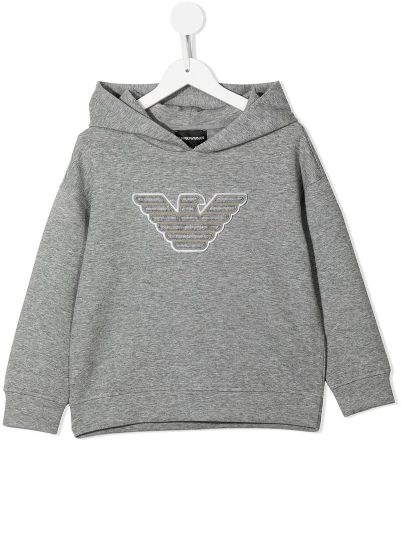 Emporio Armani Kids logo-patch long-sleeve hoodie - Grey von Emporio Armani Kids