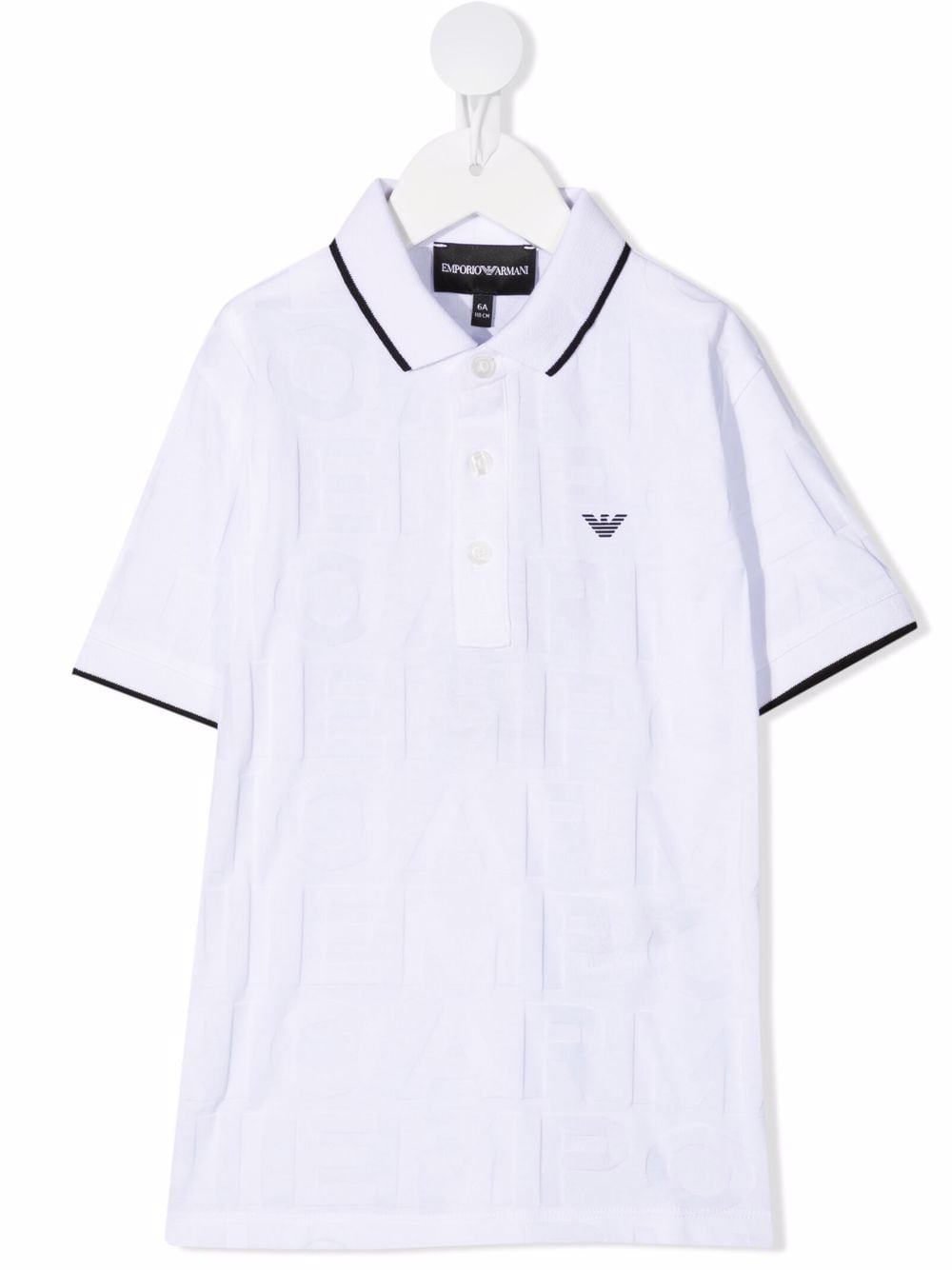 Emporio Armani Kids logo-patch short-sleeved polo shirt - White von Emporio Armani Kids