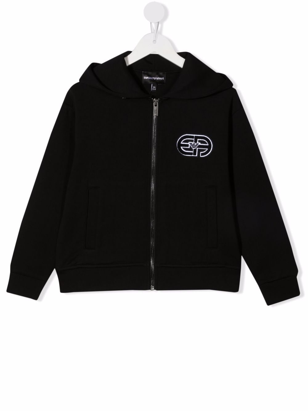 Emporio Armani Kids logo patch zip-up hoodie - Black von Emporio Armani Kids