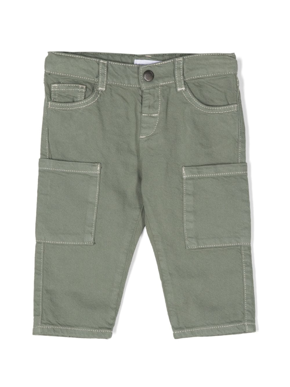 Emporio Armani Kids logo-plaque cotton trousers - Green von Emporio Armani Kids