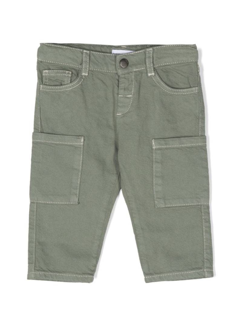 Emporio Armani Kids logo-plaque cotton trousers - Green von Emporio Armani Kids