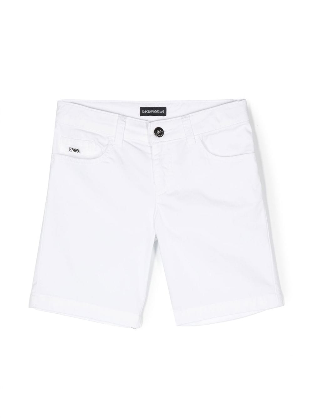 Emporio Armani Kids logo-plaque five-pocket shorts - White von Emporio Armani Kids