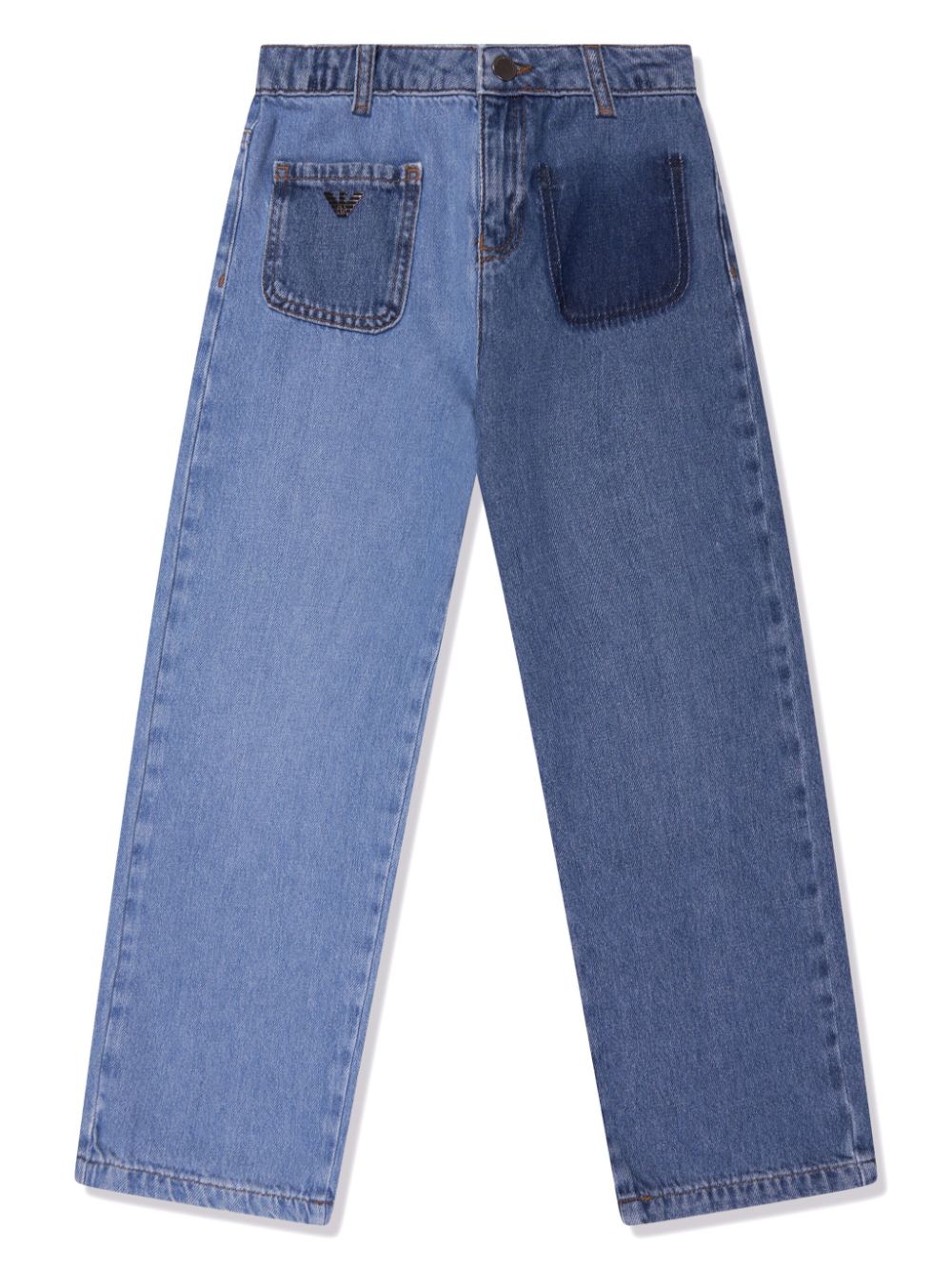 Emporio Armani Kids logo-plaque straight-leg jeans - Blue von Emporio Armani Kids