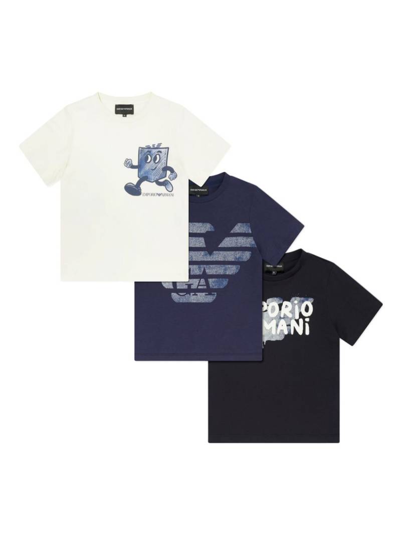 Emporio Armani Kids logo-print T-shirts (pack of three) - Blue von Emporio Armani Kids