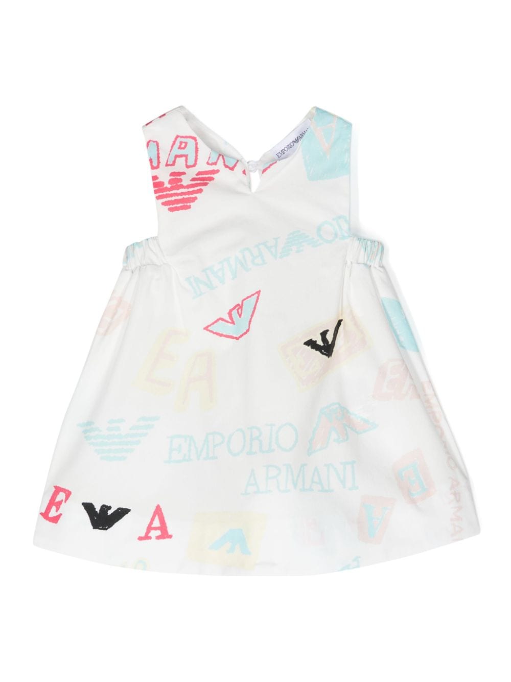 Emporio Armani Kids logo-print V-neck dress - White von Emporio Armani Kids