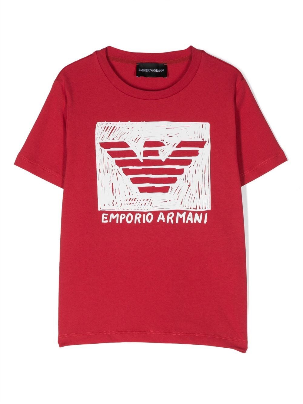 Emporio Armani Kids logo-print cotton T-shirt - Red von Emporio Armani Kids