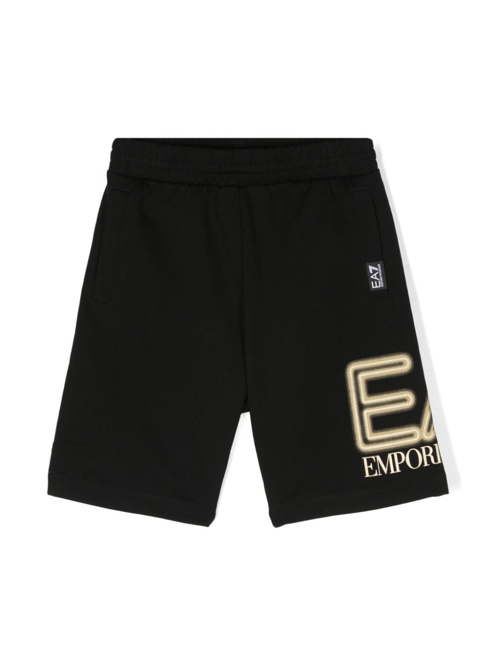 Emporio Armani Kids logo-print cotton shorts - Black von Emporio Armani Kids