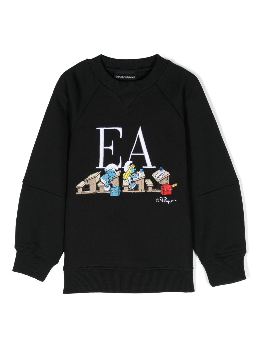 Emporio Armani Kids logo-print cotton sweatshirt - Black von Emporio Armani Kids