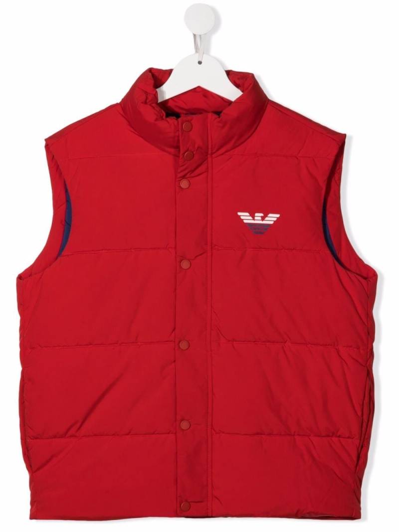 Emporio Armani Kids logo-print padded gilet - Red von Emporio Armani Kids