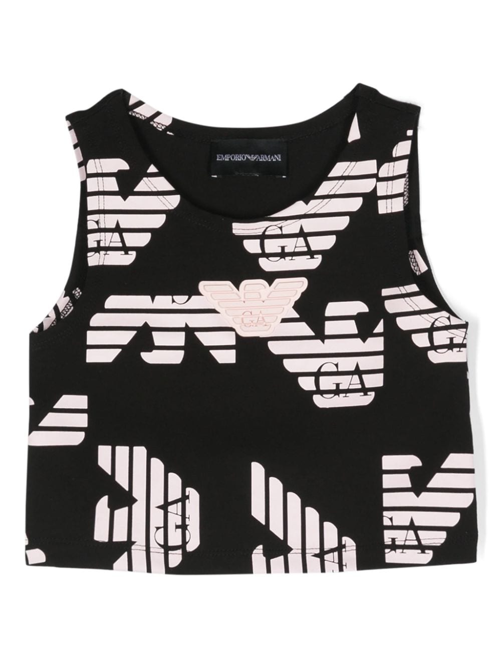 Emporio Armani Kids logo-print round-neck top - Black von Emporio Armani Kids