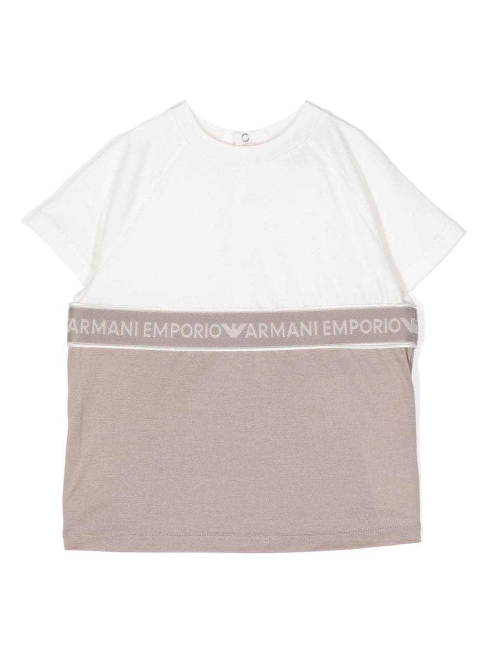 Emporio Armani Kids logo-tape colourblock T-shirt - Neutrals von Emporio Armani Kids