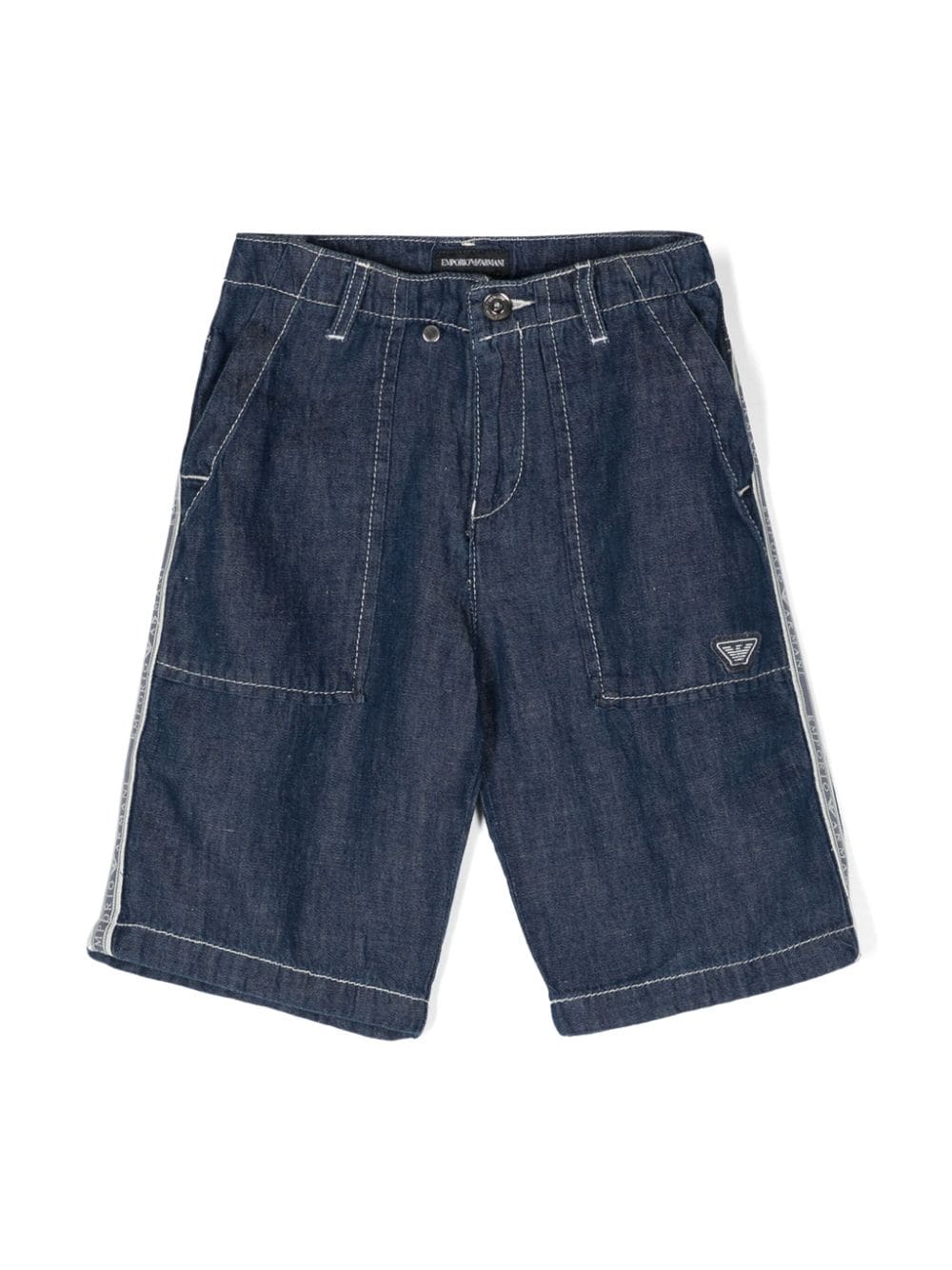 Emporio Armani Kids logo-tape denim shorts - Blue von Emporio Armani Kids