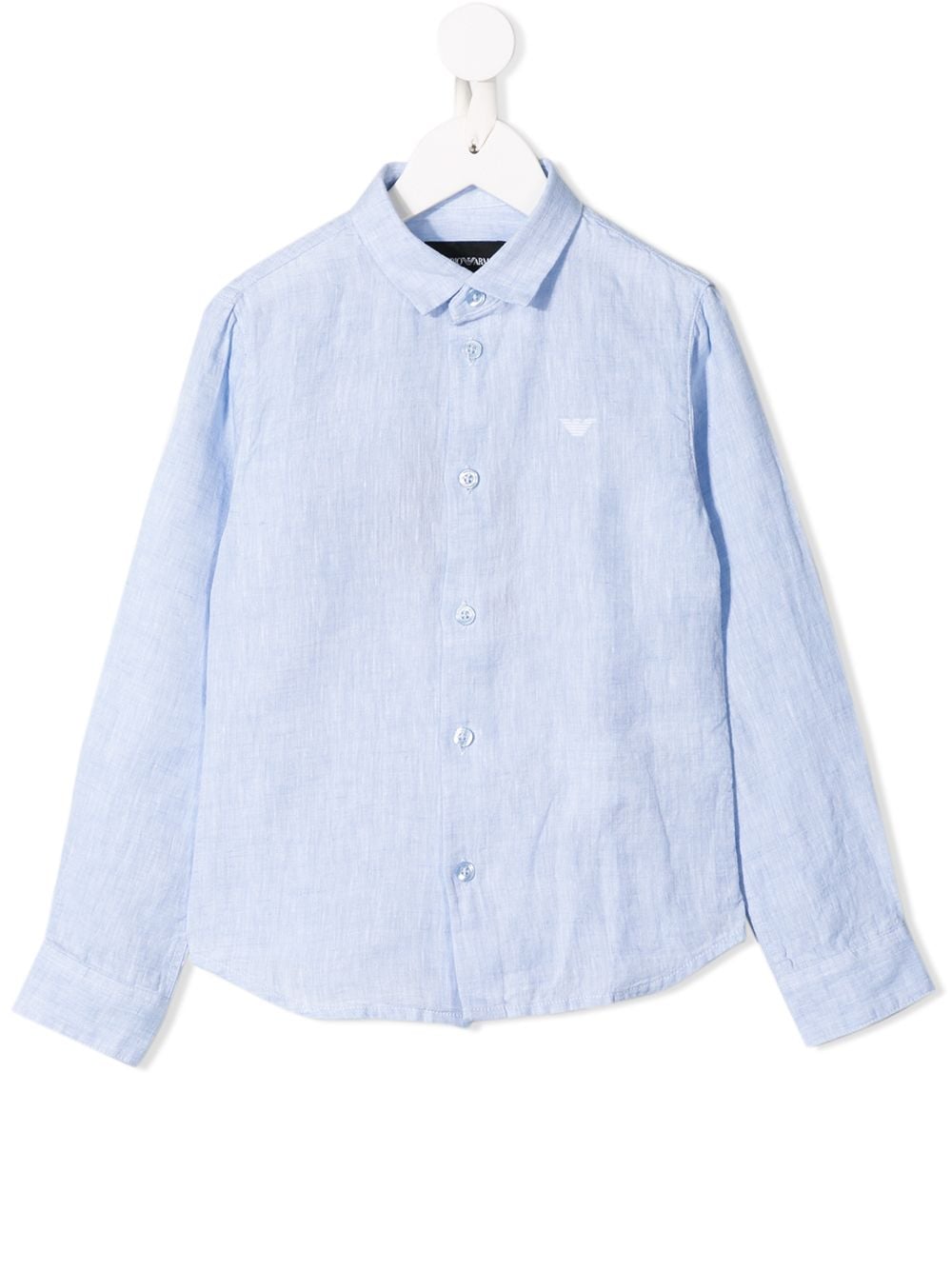 Emporio Armani Kids long-sleeve linen shirt - Blue von Emporio Armani Kids