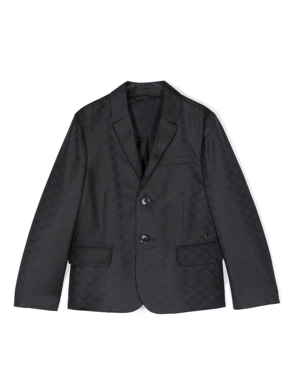 Emporio Armani Kids monogram-jacquard single-breasted blazer - Blue von Emporio Armani Kids