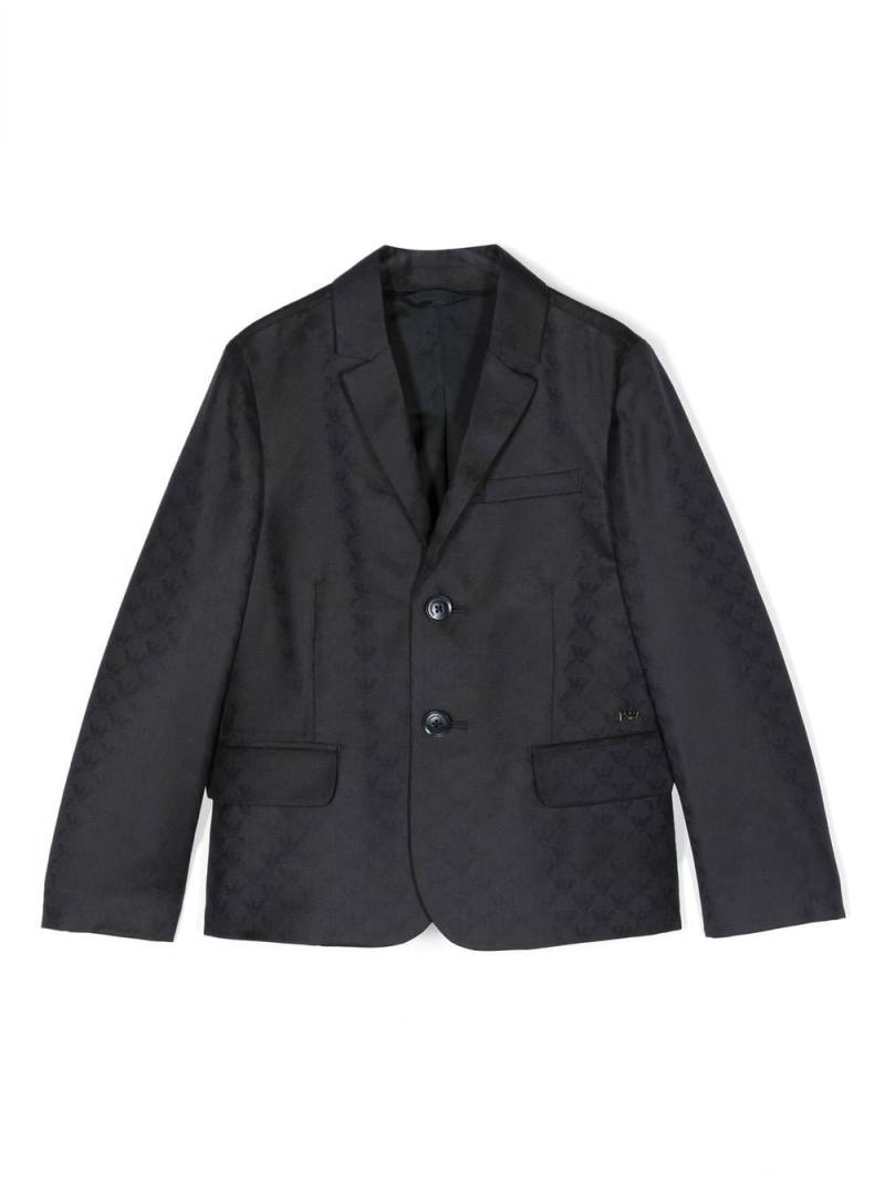 Emporio Armani Kids monogram-jacquard single-breasted blazer - Blue von Emporio Armani Kids