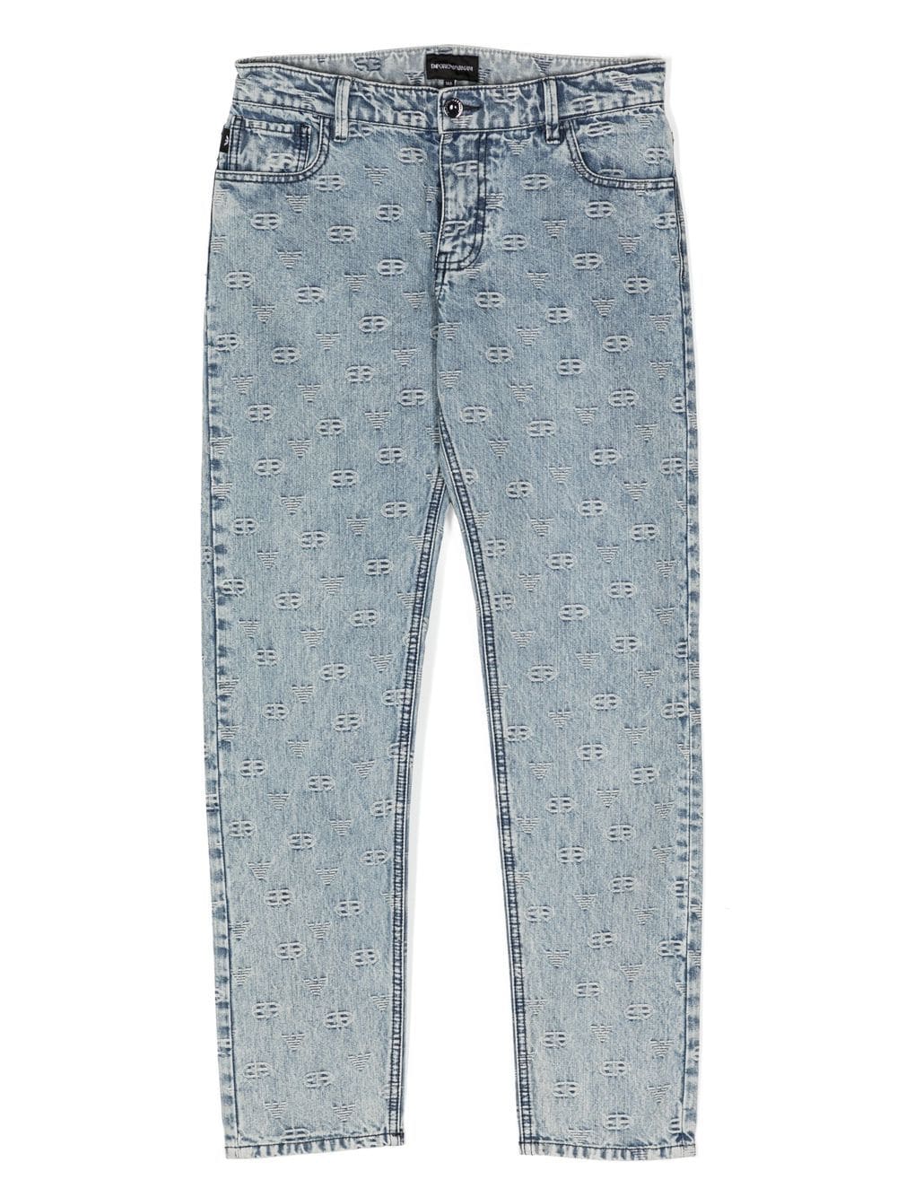 Emporio Armani Kids monogram straight-leg jeans - Blue von Emporio Armani Kids